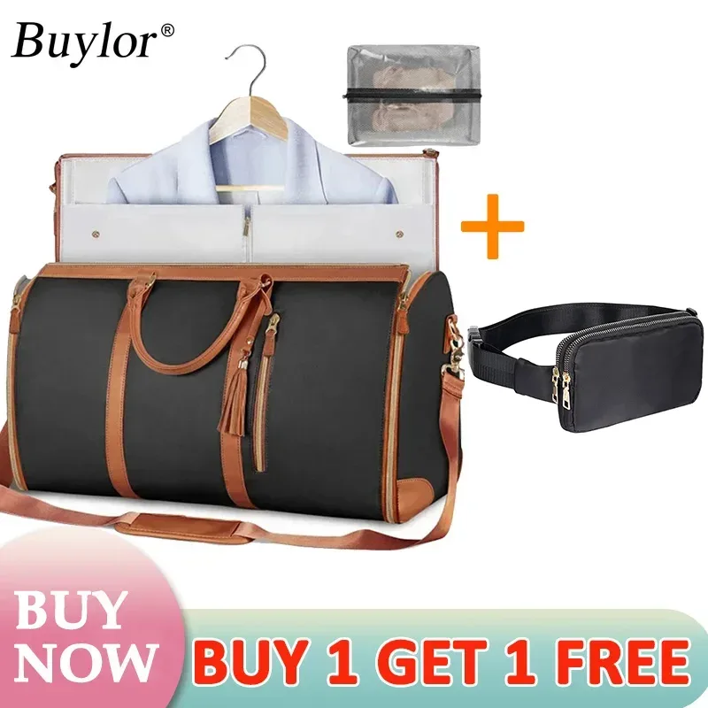 sac voyage polyester rose marron pliable extensible femelle polyvalent grande capacité résistant eau hand bagage fitness voyage suit storage