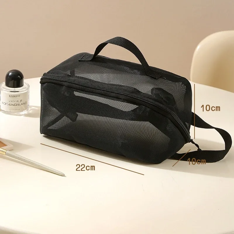 nouvelle trousse de toilette en maille, trousse de maquillage de voyage grande capacité à 3 couches, sac de rangement portable pour voyages d'affaires zy524
