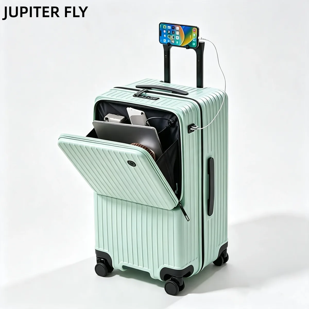 valise à ouverture frontale 20 pouces, bagage cabine, serrure tsa, matériau pc, coque rigide, valise à roulettes, valise de voyage 24/28 pouces, grande capacité
