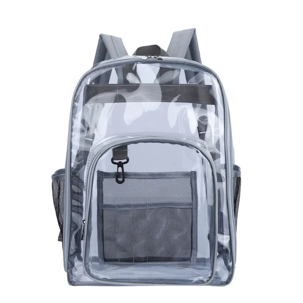 sac à dos transparent en pvc simple, grande capacité, imperméable, sac d'école pour étudiants, sac de voyage de style coréen, sac à bandoulière transparent pour l'école