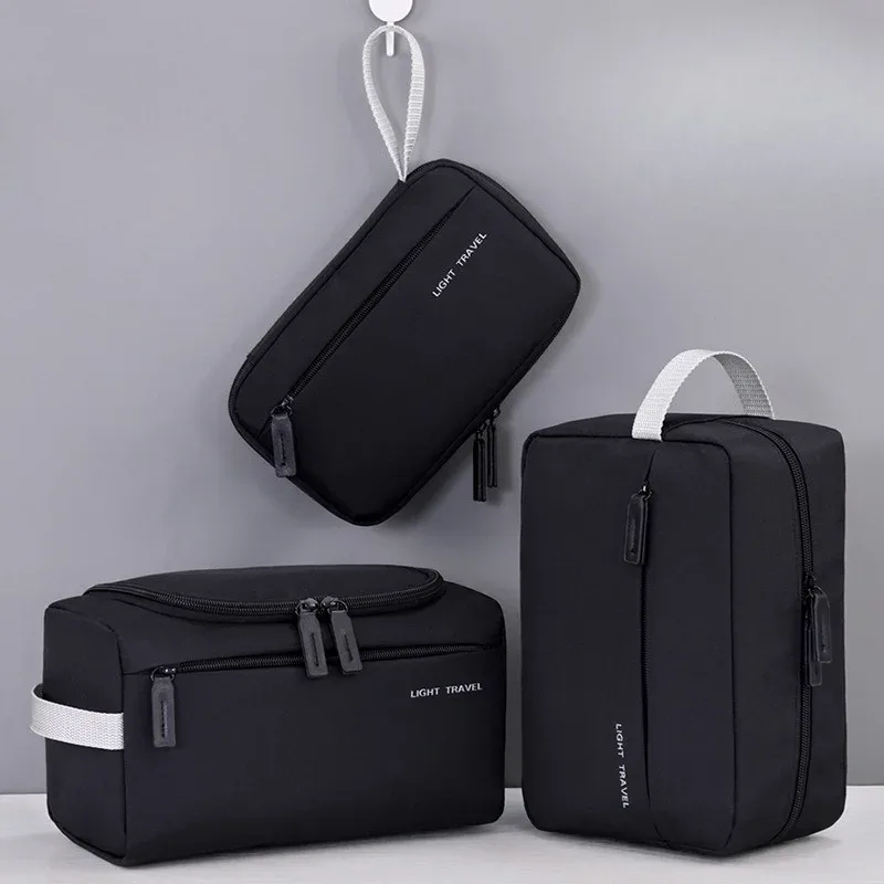 trousse de toilette de voyage 3 en 1, trousse de rasage légère et imperméable en tissu oxford, trousse de maquillage à main, organisateur de maquillage d'affaires