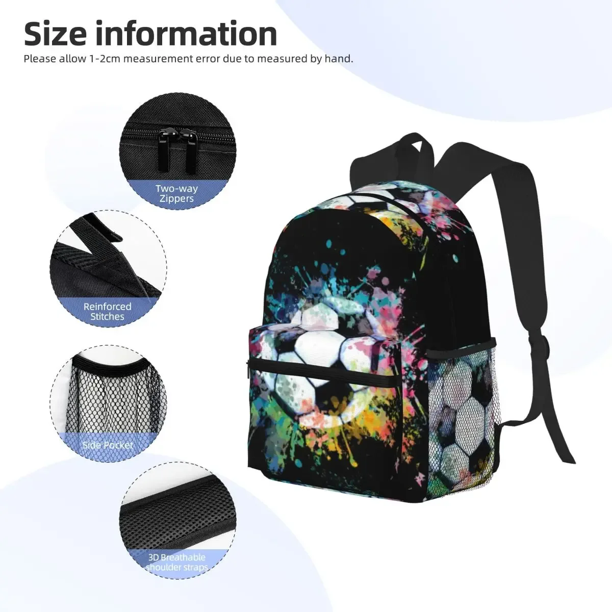 sac à dos de football pour étudiants, sac d'école pour enfants, sac à bandoulière pour ordinateur portable pour garçons et filles