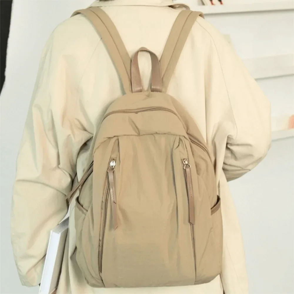 sac à dos de voyage uni et tendance, multi-poches, léger, en nylon, grande capacité, polyvalent, sac d'école pour étudiants, pour hommes