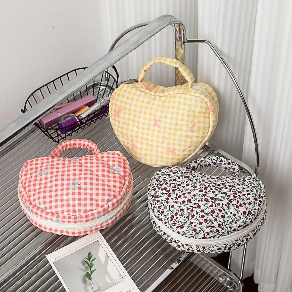 trousse de maquillage de grande capacité, sac à cosmétiques en coton matelassé à fleurs, sac à main de rangement portable, trousse de toilette de voyage, organisateur de sac de toilette