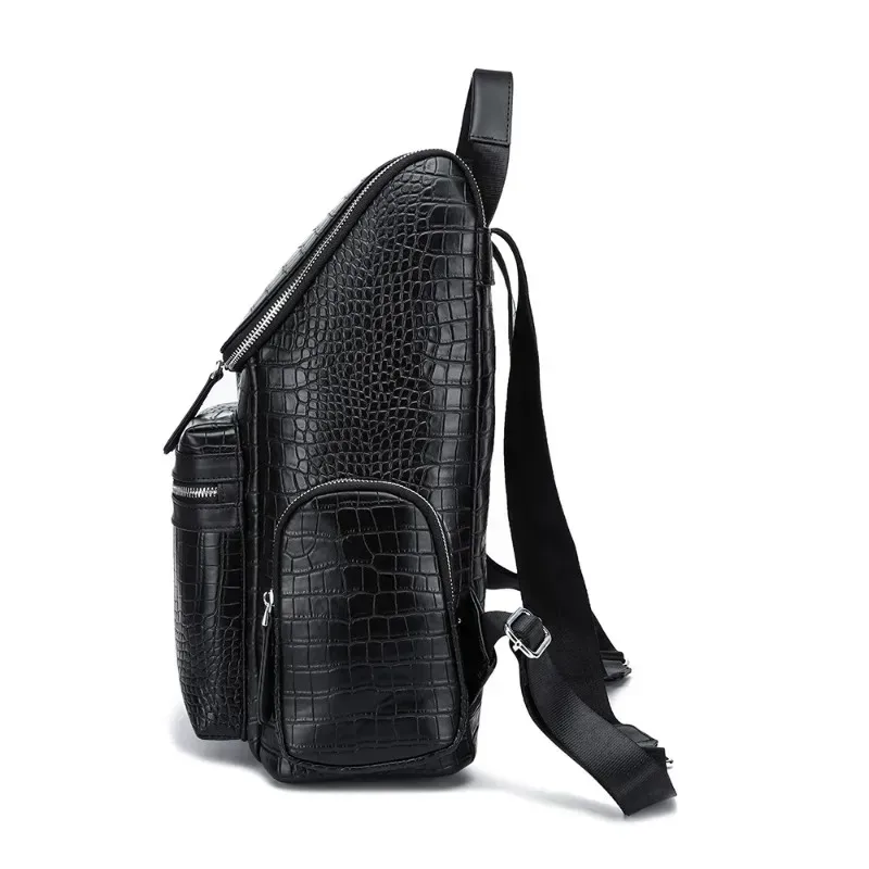 sac à dos de luxe pour homme, sacoche d'affaires pour ordinateur portable, sac à dos de voyage en cuir d'alligator tendance, grande capacité, cartable pour homme