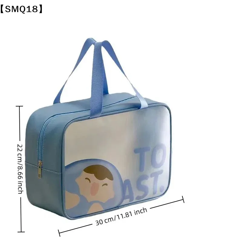 organisateur voyage nylon motif personnage souriant transparent doré bleu grande capacité sacoche rectangulaire utilisation journalière voyage salle sport