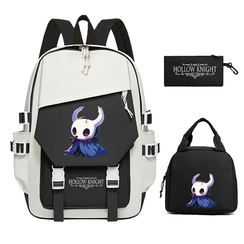 sac dos nylon hollow knight motif dessin animé blanc noir décontracté 20 35 litres bandoulière arquée fermeture éclair usage voyage école sport