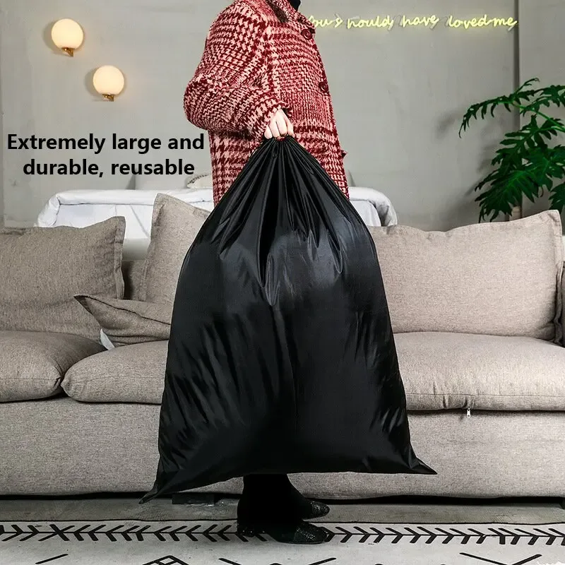 sac de rangement à cordon en tissu oxford de grande taille 94x120cm, adapté aux courses, aux vêtements, aux jouets, aux sacs anti-poussière et au rangement domestique (noir)