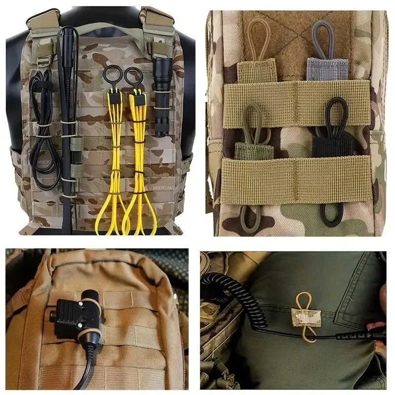boucle de liaison d'antenne, système molle tactique d'extérieur, sac à dos, gilet, retenue de liaison fixe, accessoires de sac molle, 1 à 20 pièces