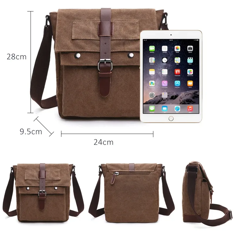 sacs messagers d'affaires pour hommes, sac à bandoulière en toile vintage, sac rétro décontracté pour le bureau et les voyages