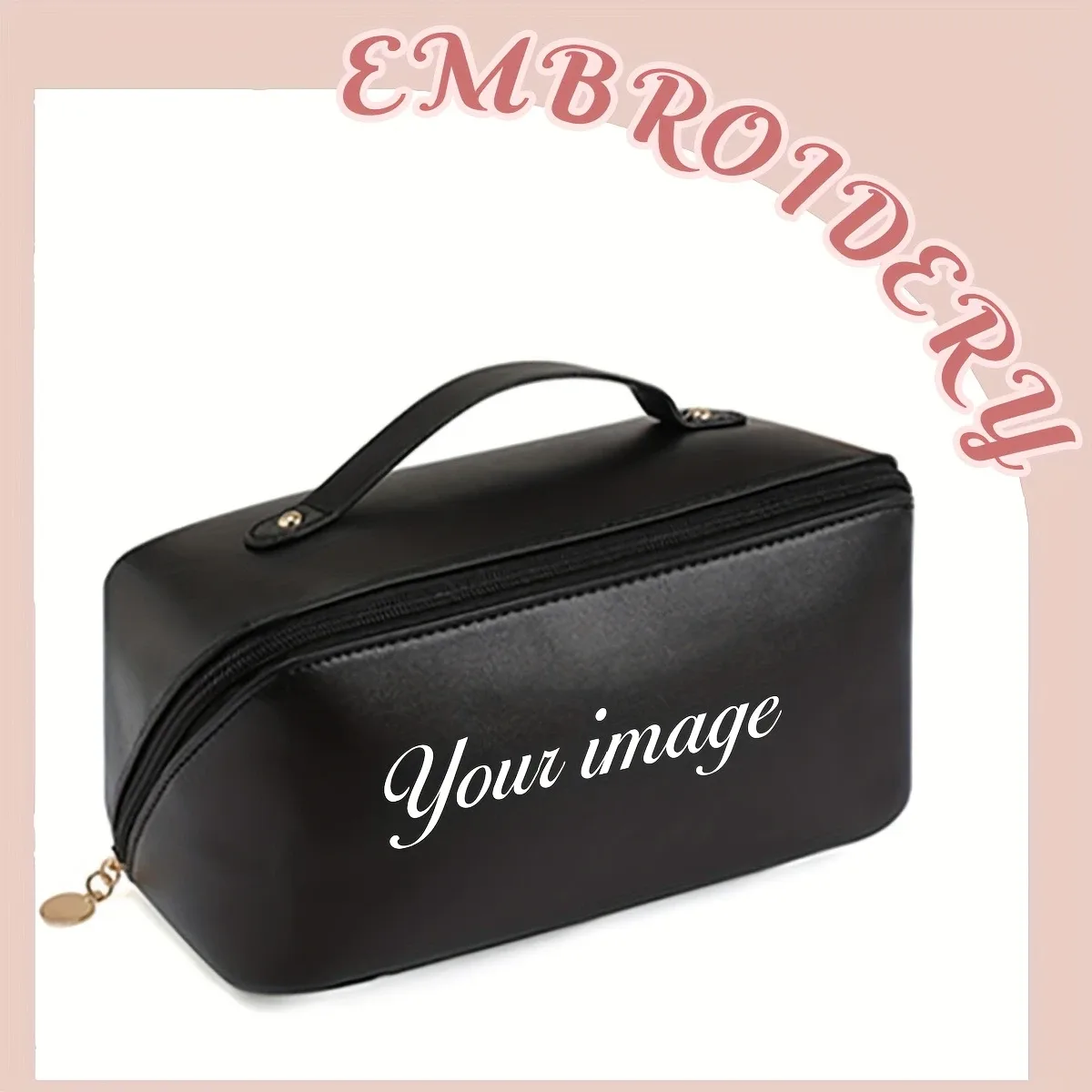 sac de maquillage portable grande capacité personnalisable pour femme, trousse de toilette de voyage, organiseur de cosmétiques, facile et tendance