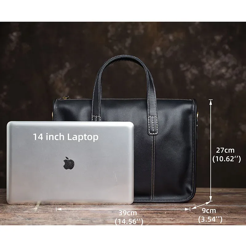nupugoo – serviette d'affaires en cuir véritable pour hommes, sac à main décontracté de bonne qualité, sac à bandoulière original pour ordinateur portable de 14 pouces, sac de bureau