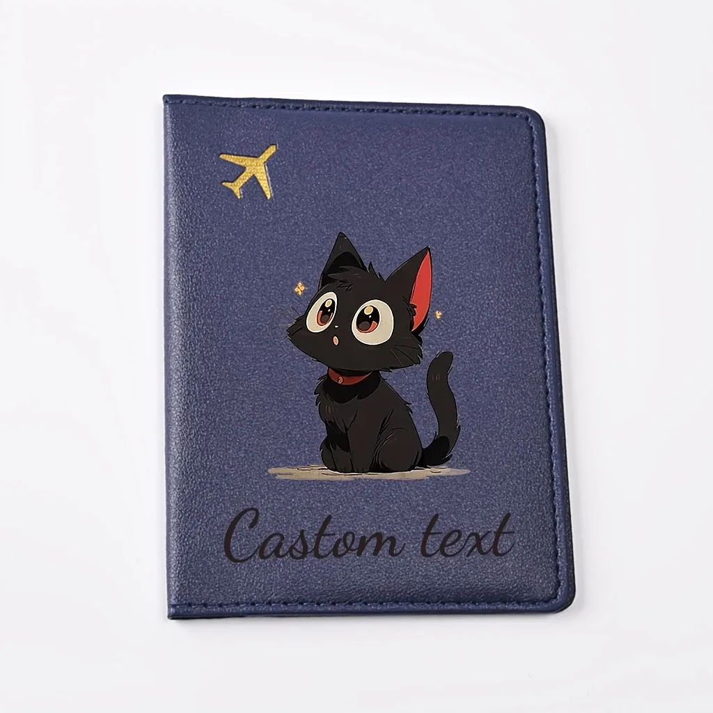 porte-passeport personnalisé pour chaton, compatible avec les passeports - étui pour documents de voyage avec nom/texte, motif chaton mignon, couverture de passeport