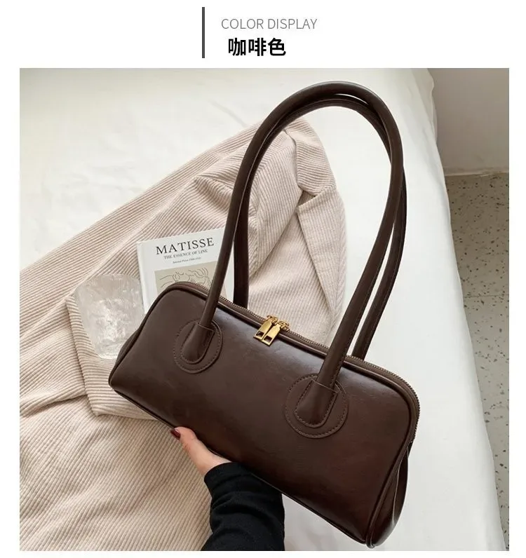 sac à main en cuir classique, sac rétro simple à porter sous le bras, sac fourre-tout élégant et stylé pour femme, sac à bandoulière polyvalent pour tous les jours