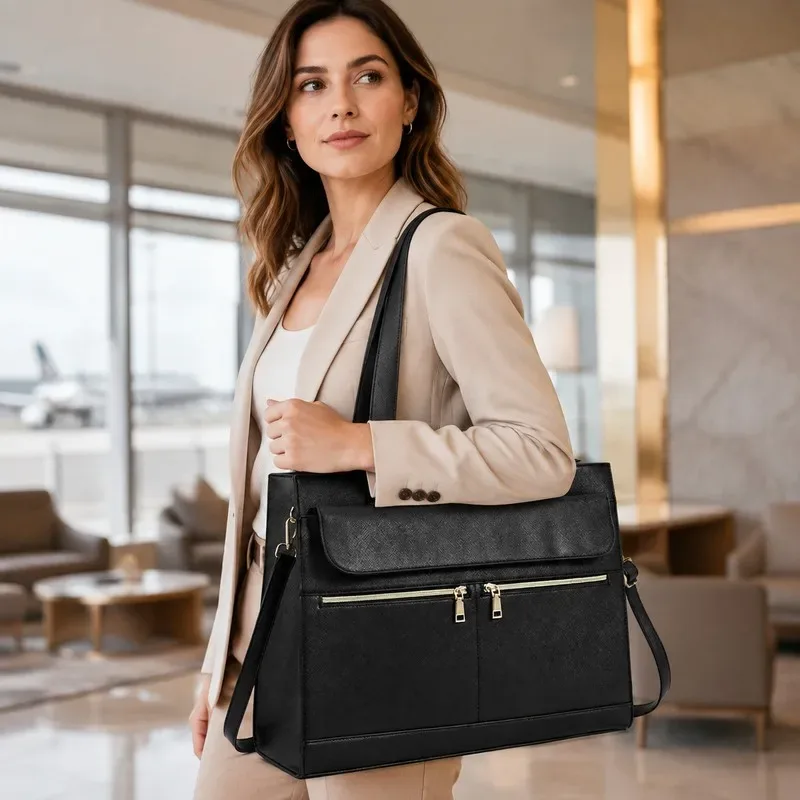sac pour ordinateur portable grande capacité, mallette d'affaires, sac de voyage et de transport, sac à bandoulière avec poignée supérieure