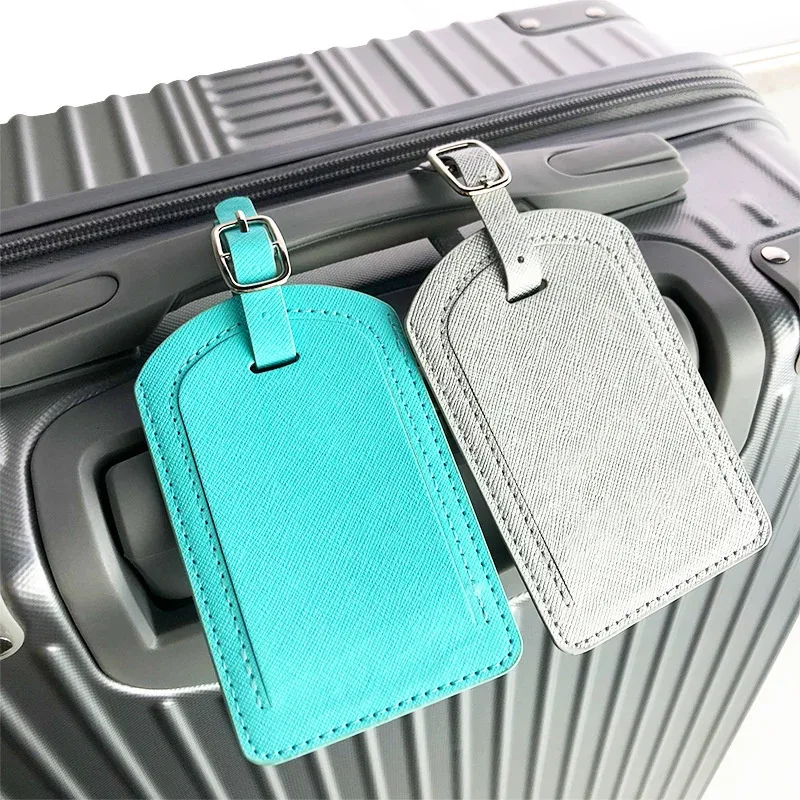 saffiano-étiquette de bagage en cuir pu, étiquette d'embarquement de voyage, multi-documents
