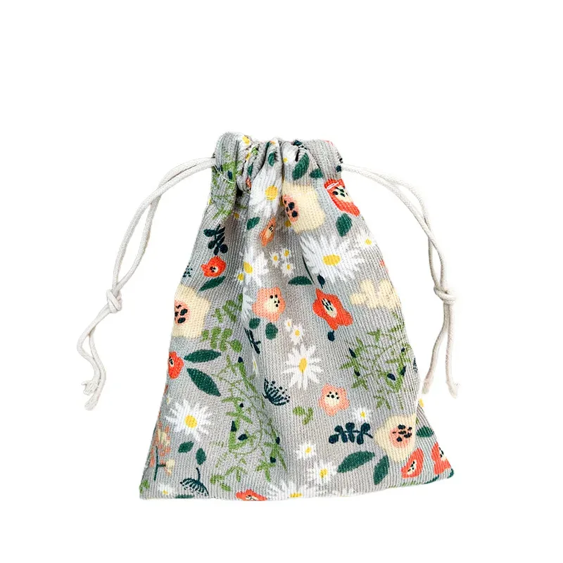 mini sac de rangement cosmétique à imprimé floral, sac de rouge à lèvres de maquillage wstring de proximité, petit gril, sac d'emballage de chaussettes de sous-vêtements de voyage