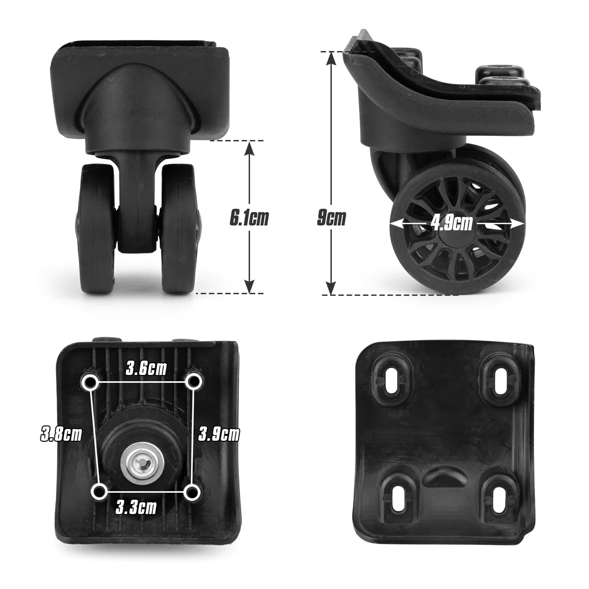 2 pièces st0149 chariot roulette remplacement valise boîte à bagages roues double rangée 360 °   kit de réparation de spinner, roues robustes