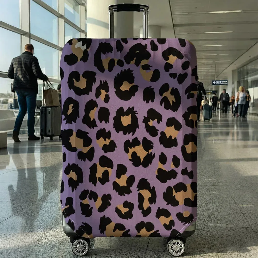 housse de bagage à imprimé léopard, adaptée aux bagages de 18 à 32 pouces, manchon pour poignée de bagage, accessoires de voyage