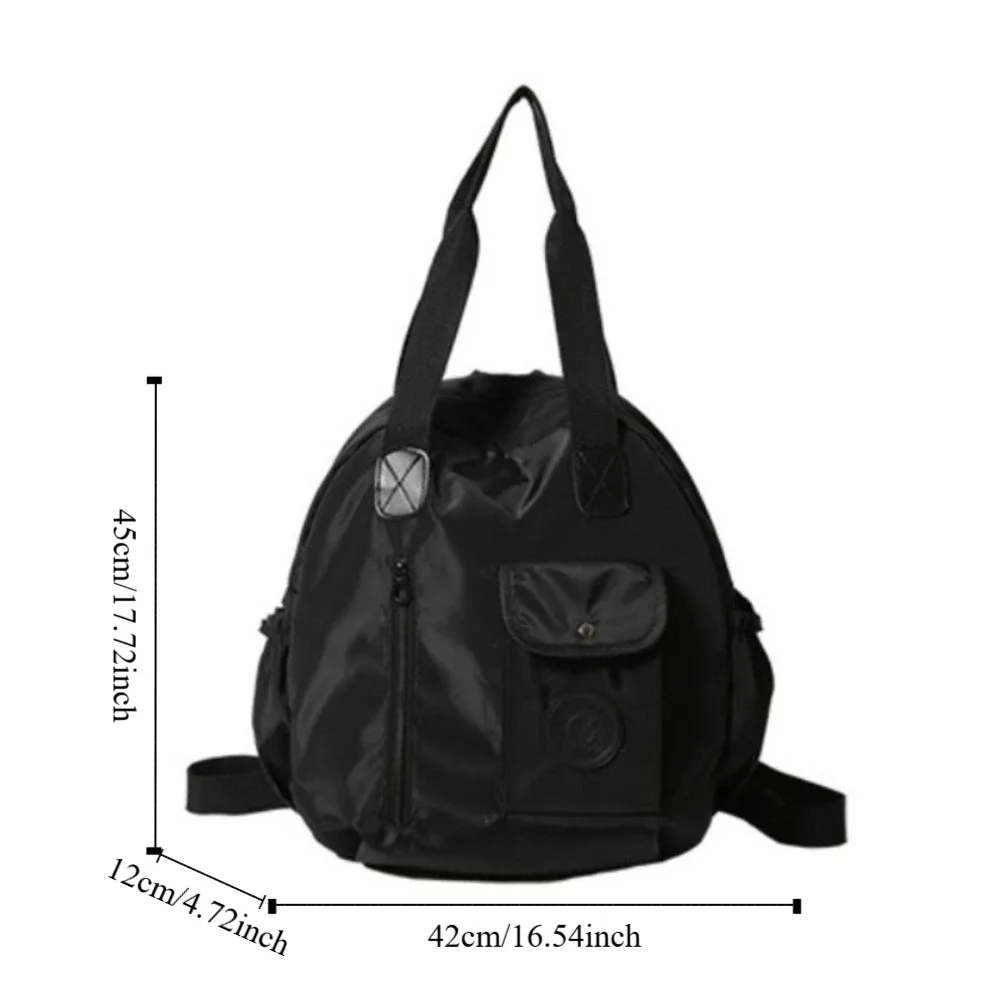 sac à dos de natation en nylon de style coréen mignon, grande capacité, couleur unie, forme ronde, sac à bandoulière, sac fourre-tout, sac de sport en nylon, sac de voyage