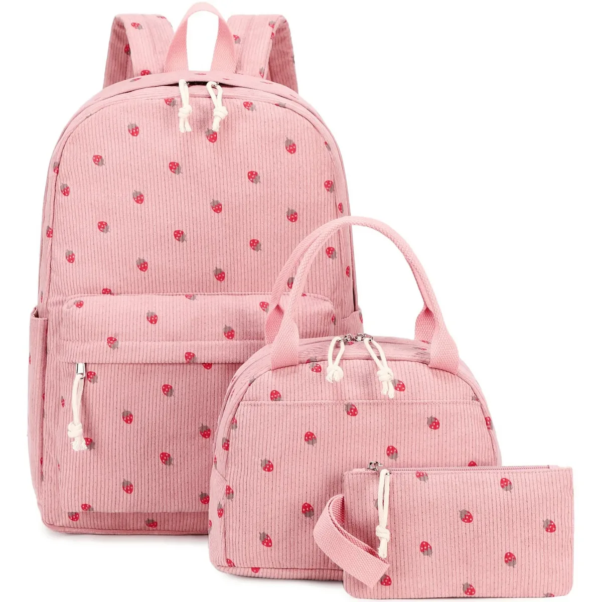 sac dos velours côtelé fleurs beige petit sac pochette poignées doublées poches principales avant usage voyage école