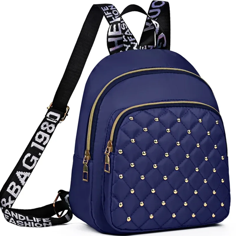 sac à bandoulière double avec rivets brodés en forme de losange pour femmes, nouveau style, sac de voyage tendance, sac décontracté et polyvalent pour femmes.