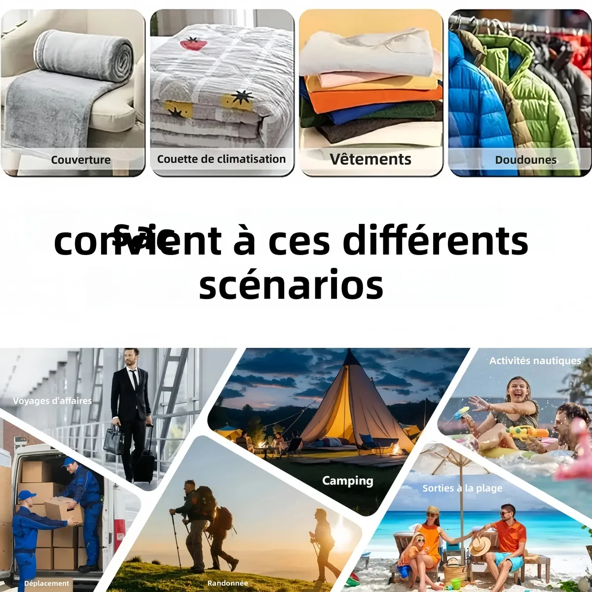 sac rangement voyage polyester tpu noir compression vide économiseur espace pliage portable voyage affaires plein air