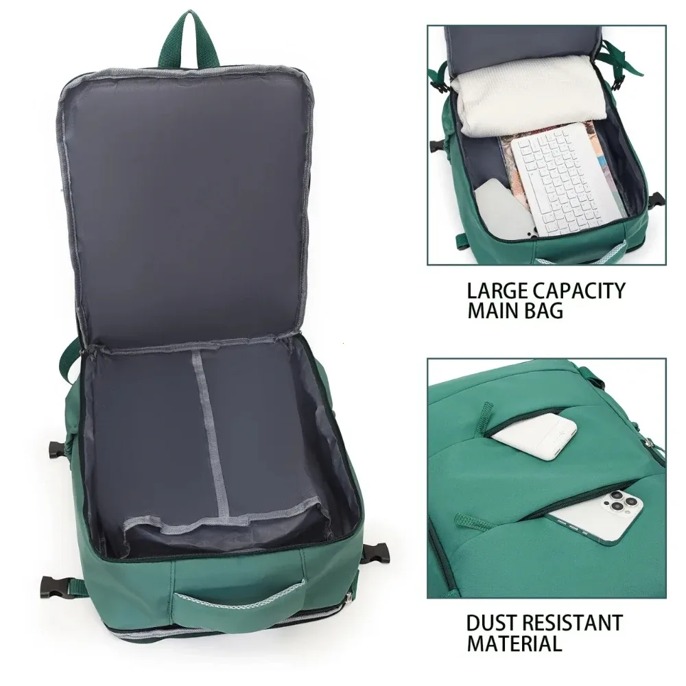 Sac Dos Oxford Université Vert Gris Solide 20 35 Litres Grande Capacité Poignées Latérales Bandes Bretelles Chaussures Respirantes