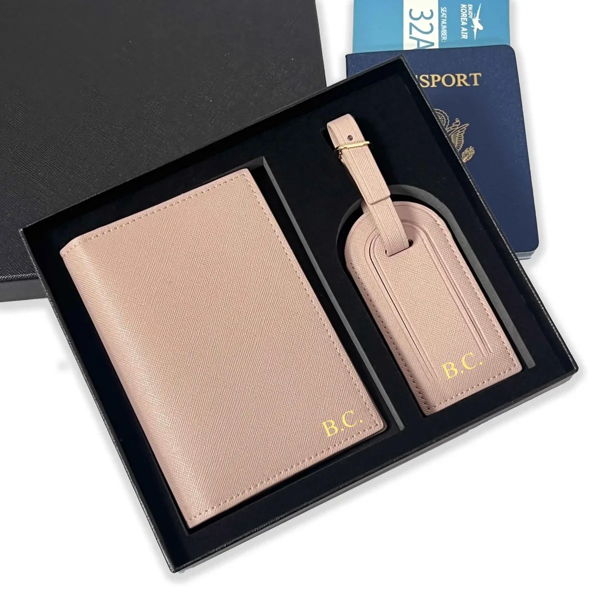 couverture de passeport avec nom personnalisable, ensemble d'étiquettes de bagages, porte-passeport, étiquette de valise de voyage, accessoires de voyage légers, embarquement