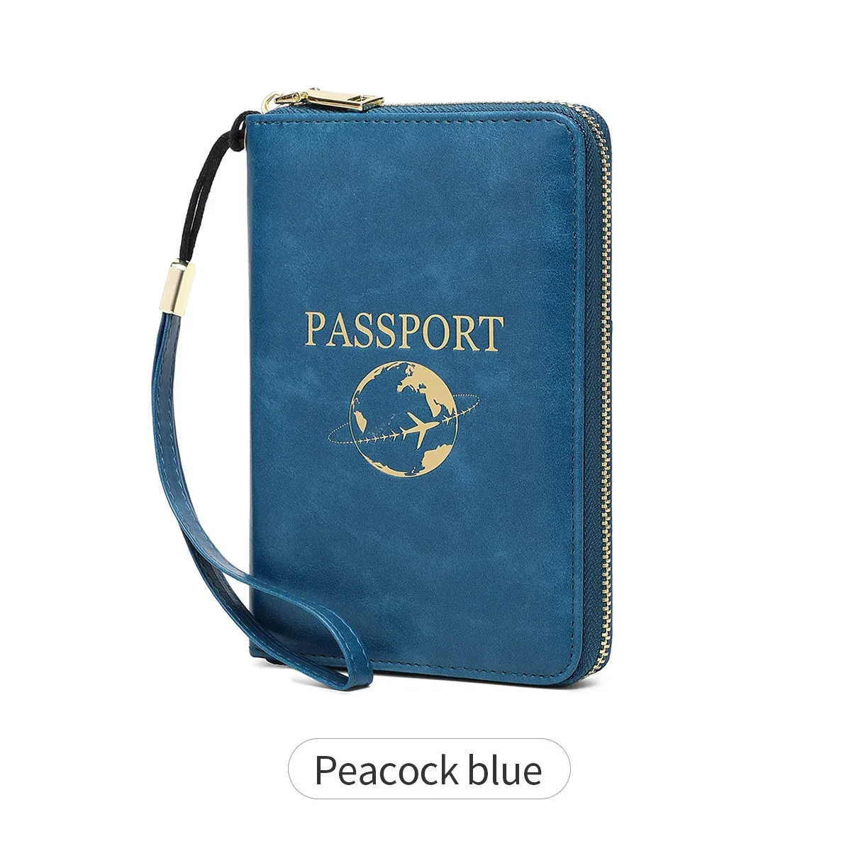 porte-passeport bloquant rfid, portefeuille de voyage, passeport, sac pour cartes de crédit, portefeuille multifonctionnel à fermeture éclair avec dragonne, à la mode