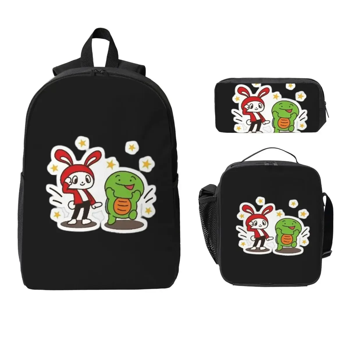 jj mikey maizen sac à dos étudiant garçons filles bookbag sac d'école ordinateur portable sacs à bandoulière 3ps sac à déjeuner isolé trousse à crayons
