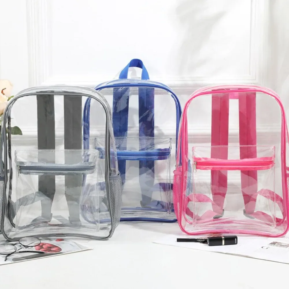 sac à dos transparent en pvc pour sports de plein air, fitness, voyage décontracté, visible, grande capacité, sac à bandoulière étanche