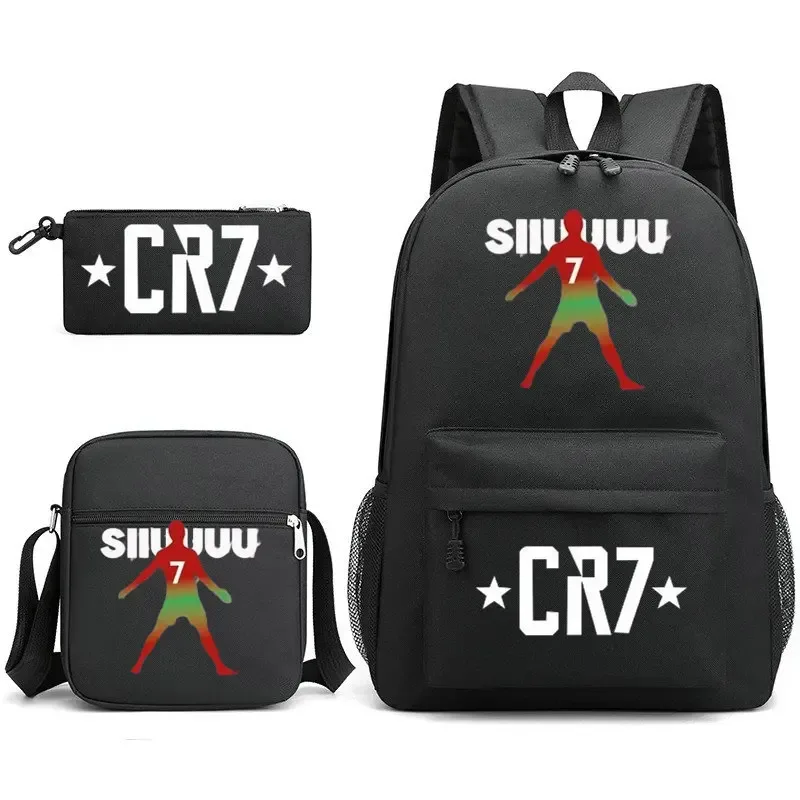 sacs d'école de cosplay football cr7, sac à dos pour ordinateur portable, pour adolescents garçons et filles, 3 pièces/ensemble