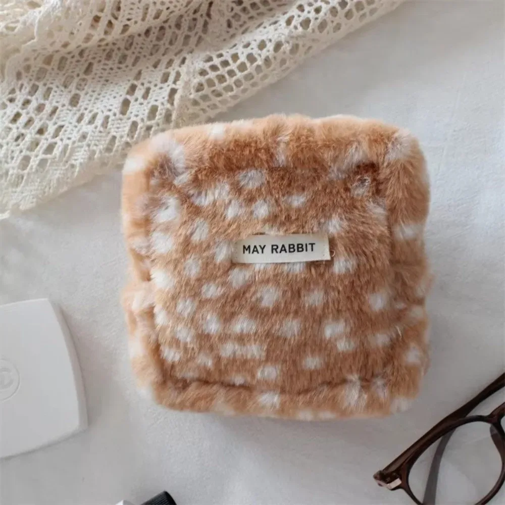 petite trousse de maquillage portable à motif de cerf, grande capacité, organisateur de voyage, pochette pour serviettes hygiéniques, porte-monnaie pour voyage, pour femmes
