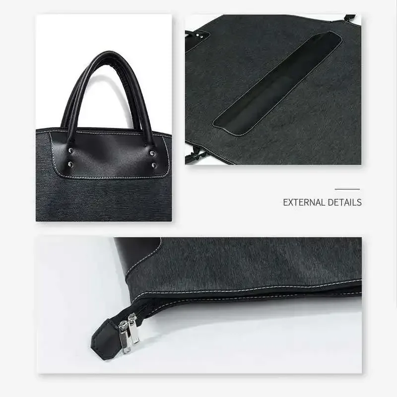 sac de transport pour costume homme haut de gamme, pour voyages d'affaires, sac à vêtements long et étendu, en tissu oxford épais, noir/bleu marine