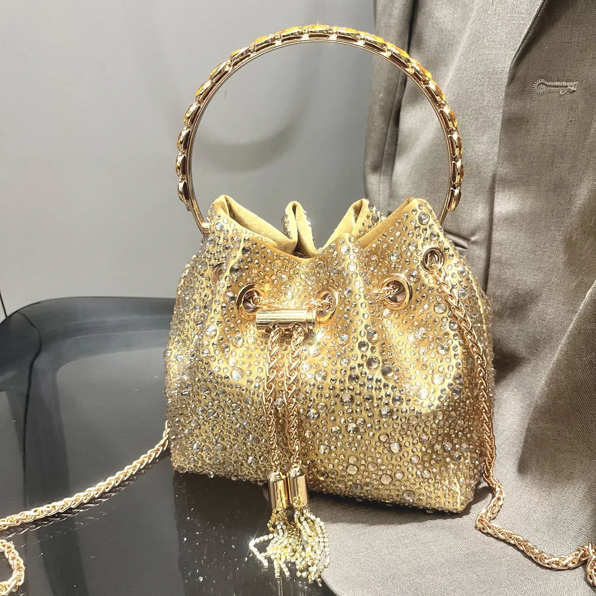 poignée strass pochette de soirée sacs à main et sac à main de luxe sac à bandoulière design brillant cristal pochette sac à main sac seau