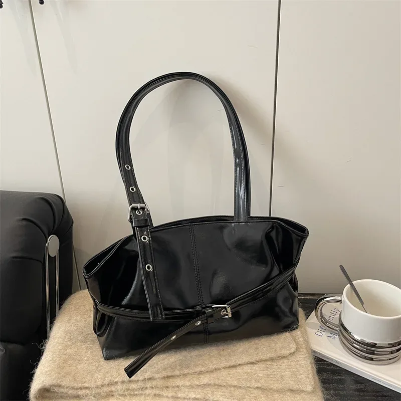 nouveau sac à main tendance polyvalent avec boucle de ceinture, style coréen, couleur unie, en cuir souple, sac à bandoulière décontracté pour femme, sac sous le bras
