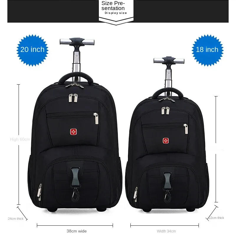 valise bagage roulettes oxford université noire compartiments ipad documents trolley sac dos rolling bagage