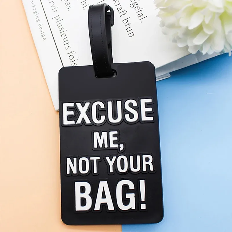 étiquettes de bagage en silicone de style dessin animé, étiquette de voyage portable, étiquette de valise, lettre créative, pas votre sac, accessoires de voyage mignons, mode