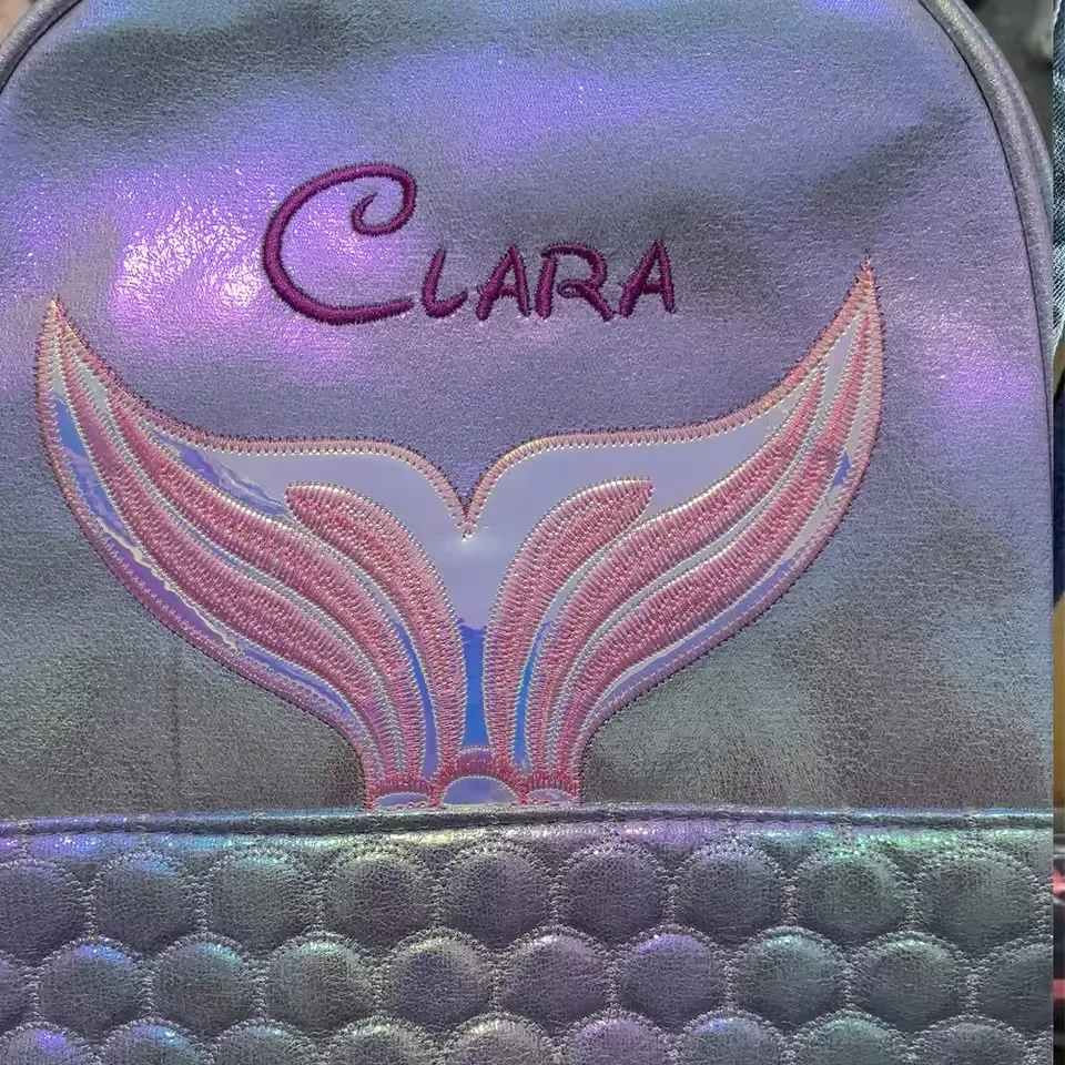 sac d'école pour fille motif sirène mignon, personnalisable avec nom, sac à dos de voyage pour collations, nom brodé, sac cadeau pour enfants