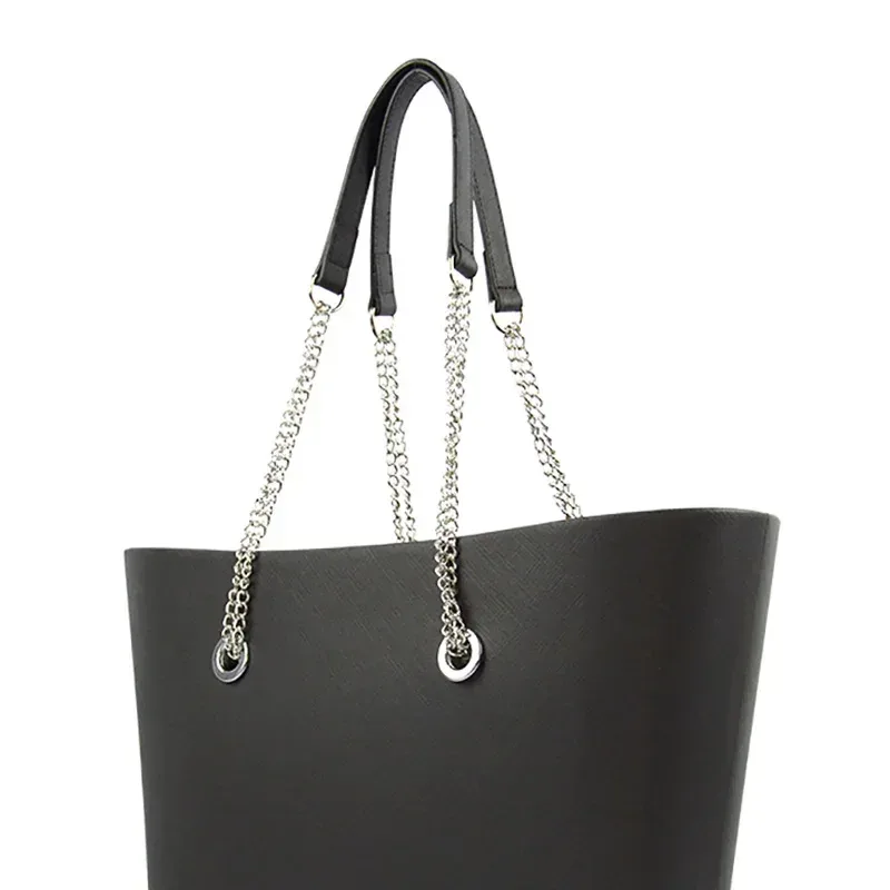 nouvelle paire de chaînes doubles longues argentées obag avec vis à placage métallique pour poignée obag, sac à main pour femme, sac à bandoulière