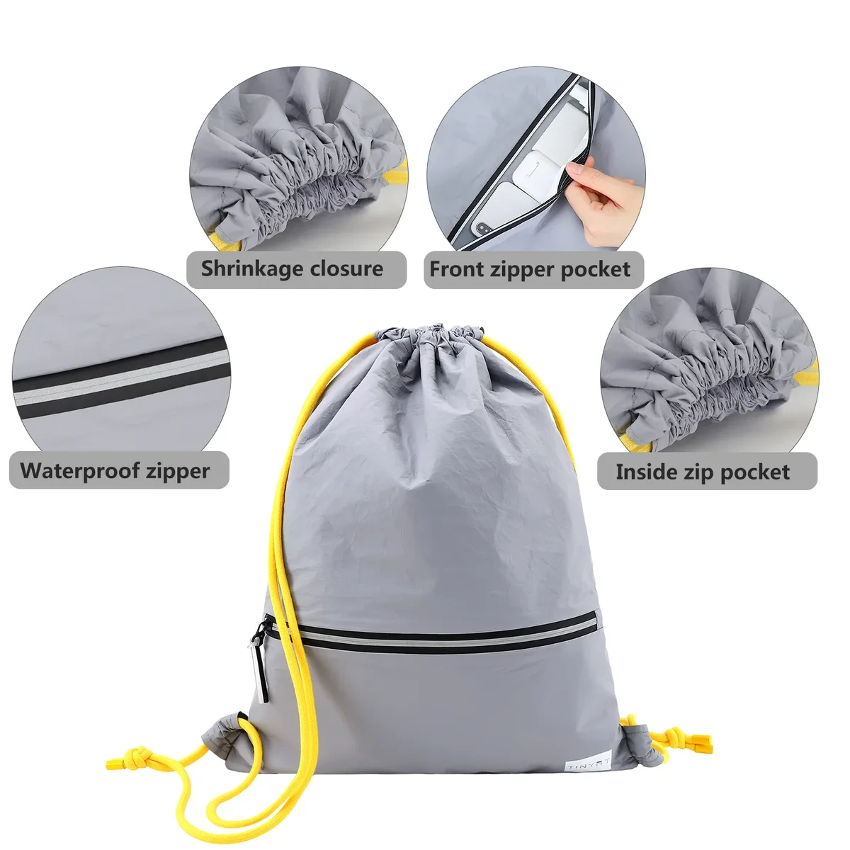 tinyat sac de sport robuste à cordon sac à dos en polyester imperméable pour salle de sport, équitation, organisateur de chaussures et de vêtements de grande capacité