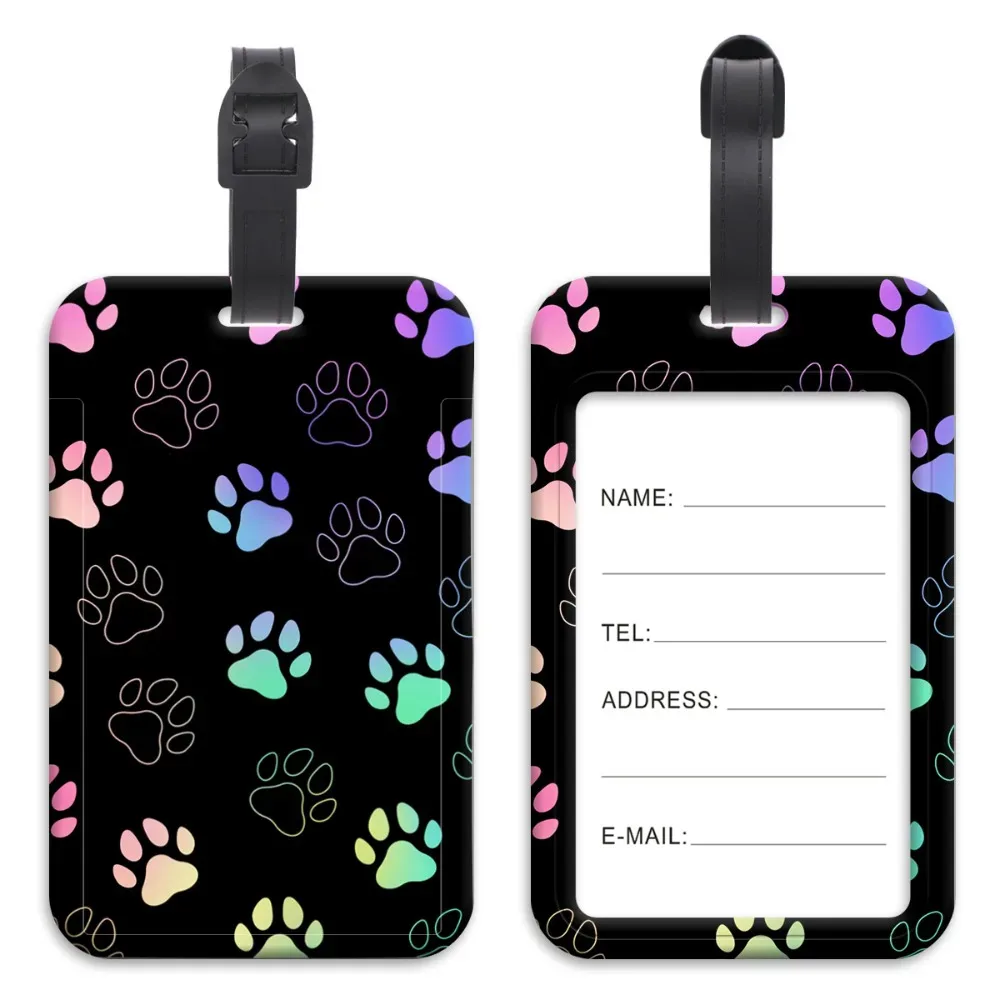 étiquette de bagage en plastique anti-perte, valise artistique, sac à dos, corde suspendue, porte-carte d'identité, porte-badge de chats mignons