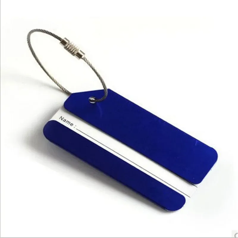 étiquettes de bagage de voyage en métal réutilisables étiquettes de valise en aluminium avec cordes étiquette de sac boucle en acier inoxydable nom carte d'identité pour valise