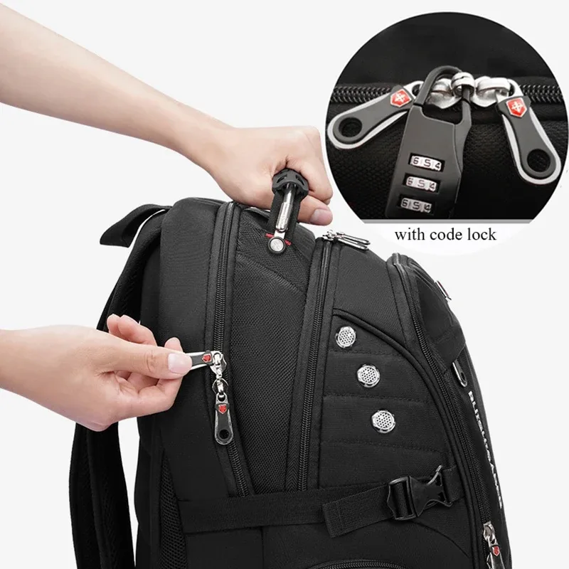 sac à dos étanche pour ordinateur portable 15.6/17.3 pouces, chargeur usb, sac à dos suisse, sac de voyage pour femmes, sac d'école vintage mochila