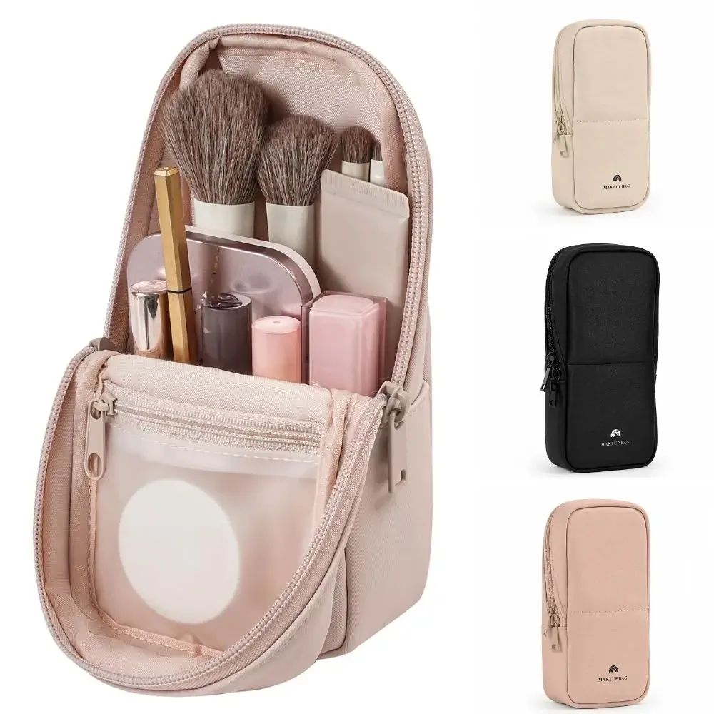 nouvelle trousse de maquillage de voyage à fermeture magnétique, grande capacité, en cuir pu, organiseur de cosmétiques, sangle de bagage, étui portable pour pinceaux de maquillage, voyage
