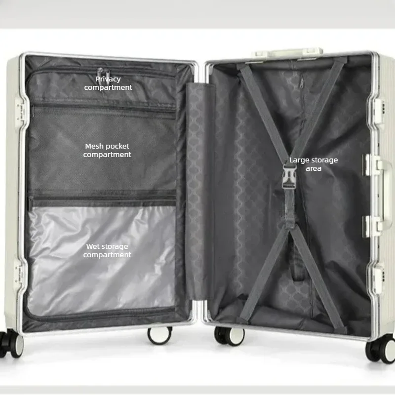 valise à roulettes portable en alliage d'aluminium de 20 pouces à ouverture frontale, expédiée depuis l'ue idéal pour les voyages d'affaires.