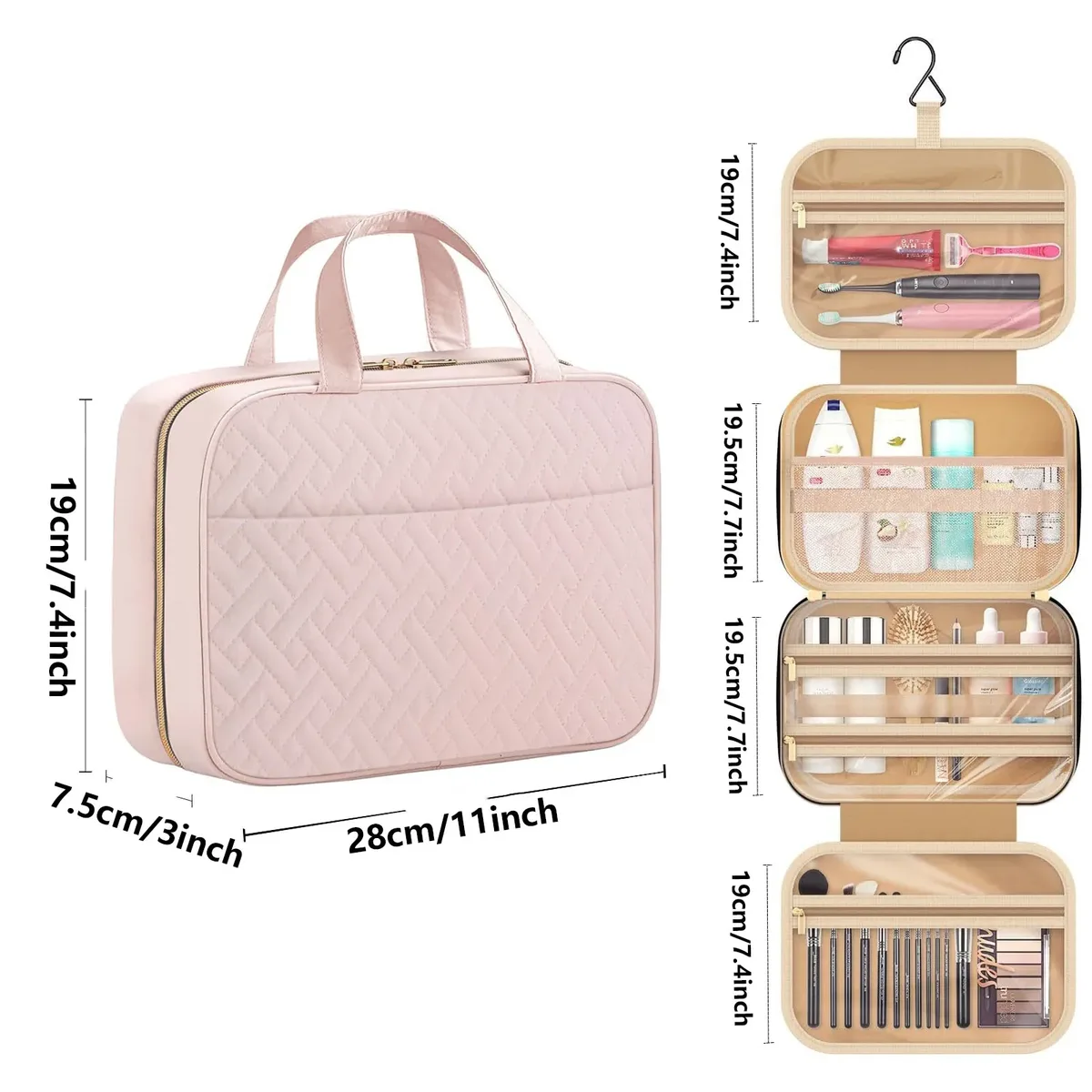 nouvelle trousse de toilette suspendue pour voyage, grande boîte de rangement portable pour hommes, étui à cosmétiques étanche pour maquillage femme