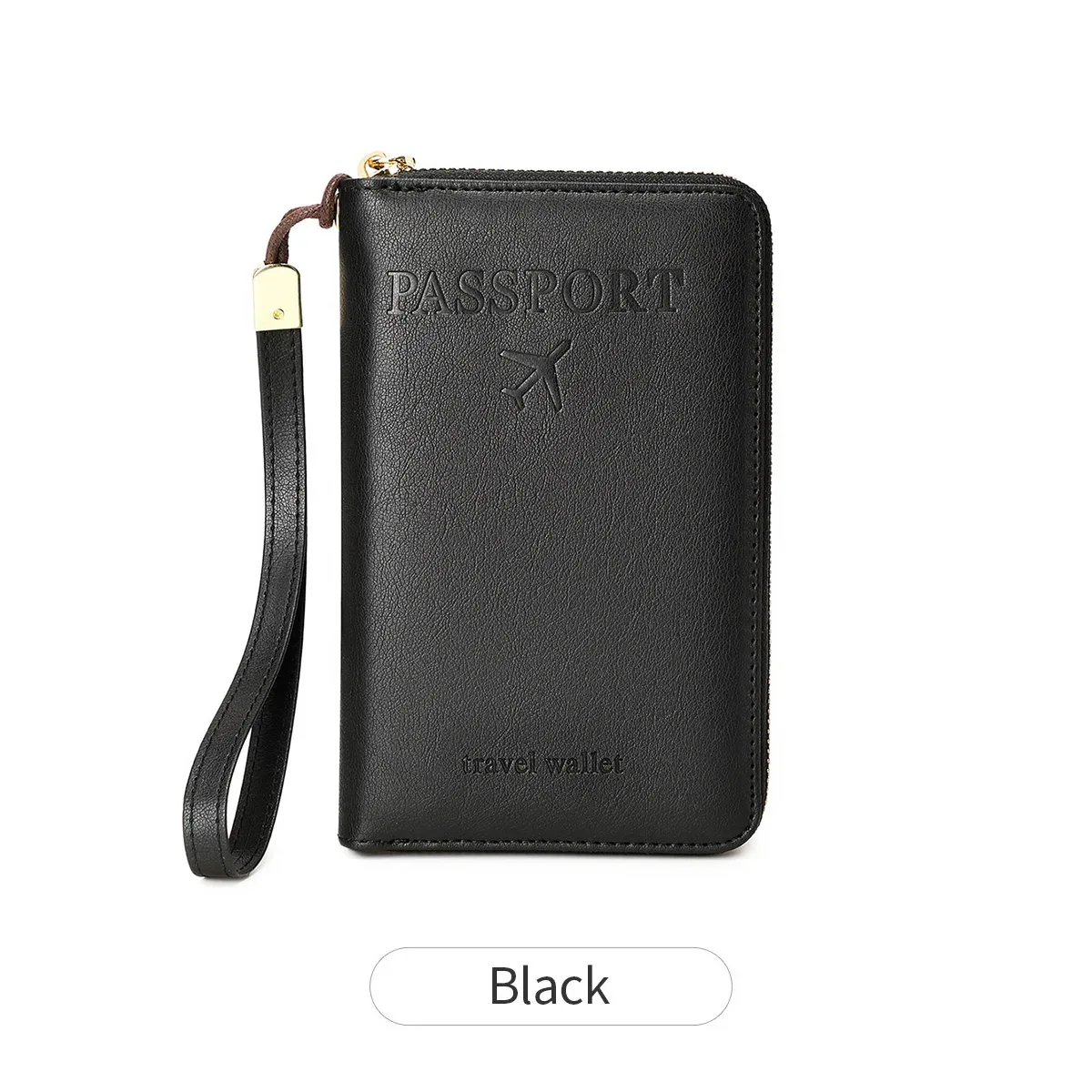 sac de passeport de voyage en cuir pu, porte-passeport simple et portable de grande capacité, porte-carte d'identité multifonctionnel, accessoires de voyage