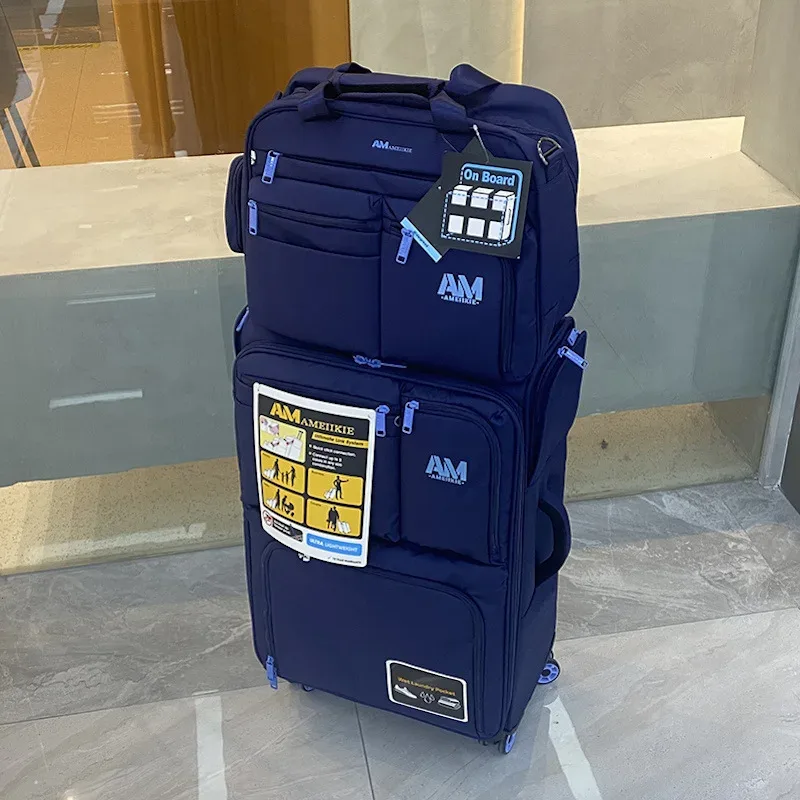 valise oxford cloth nightblue boites roues fixes tige traction multifonction business voyage grande capacité